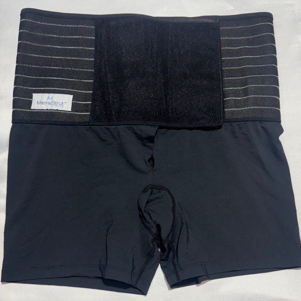 Black Postpartum Support Shorts with Belly Band
